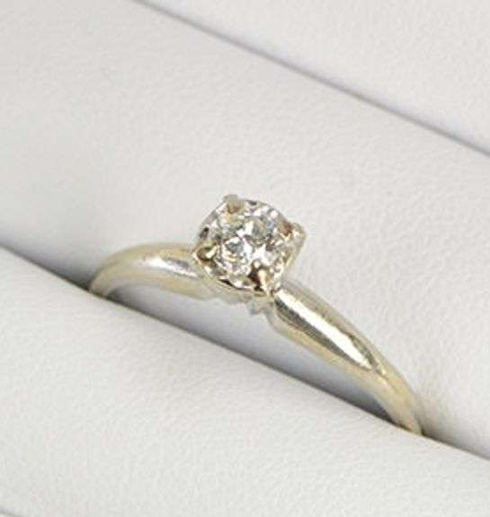 14K White Gold 1940's 0.23 Ct Diamond Solitaire Engagement Ring