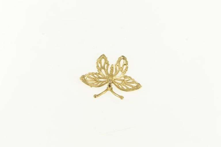 14K Yellow Gold Diamond Cut Butterfly Change Symbol Pendant