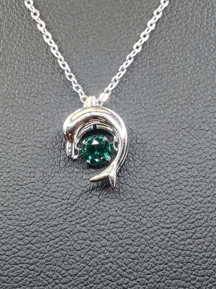 14 Kt White Gold Plated Dolphin Pendant