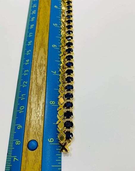 FANCY 14KT SOLID YELLOW GOLD, BLUE SAPPHIRE, & DIAMOND NECKLACE