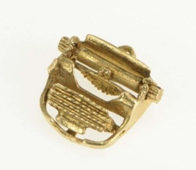 14K Yellow Gold Articulated Typewriter Author Journalism Charm/Pendant