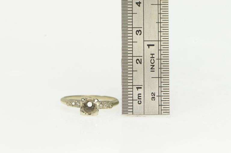 14K White Gold 1940's 3.8mm Diamond Engagement Setting Ring