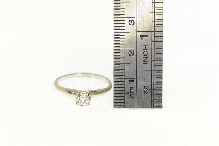 14K White Gold 1940's 0.23 Ct Diamond Solitaire Engagement Ring