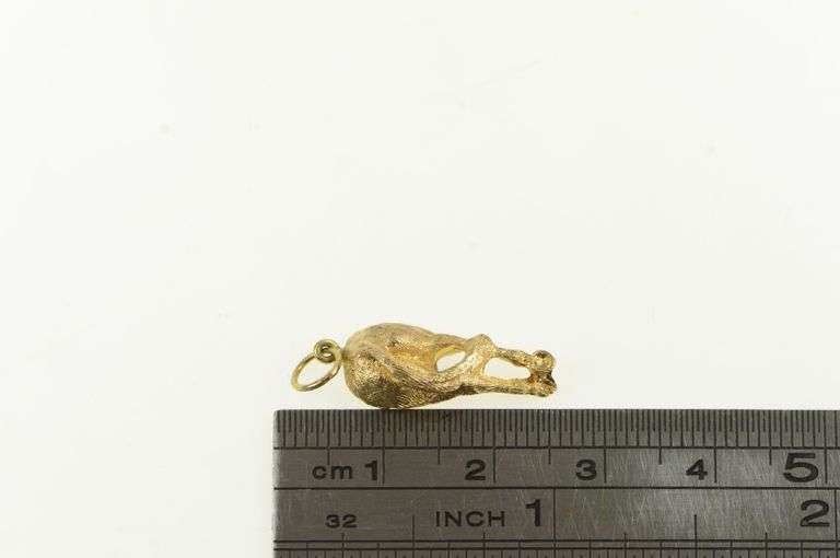 14K Yellow Gold Horse Rear End Novelty Funny Textured Charm/Pendant