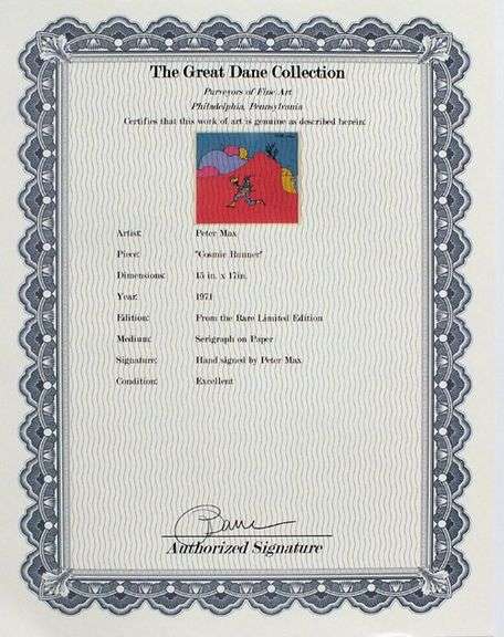 Peter Max, Original painting, mixed media on paper.