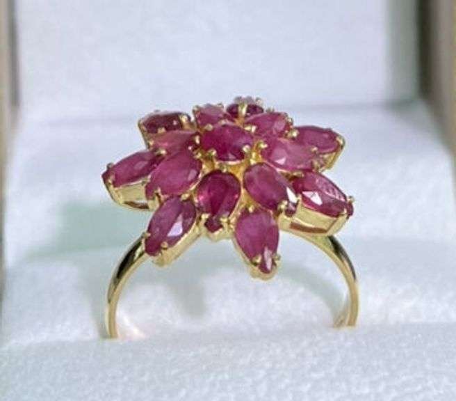 4.0 CARAT NATURAL RUBY COCKTAIL RING IN 14KT SOLID YELLOW GOLD