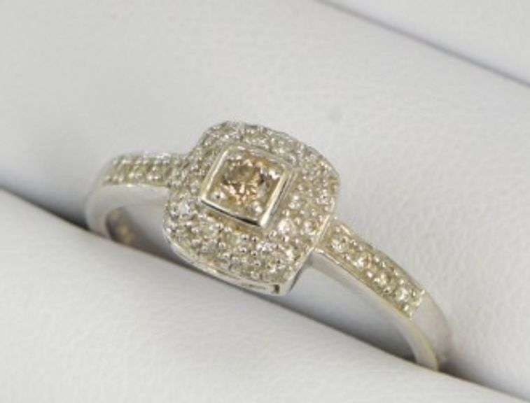 14K White Gold Diamond Encrusted Domed Pave Engagement Ring