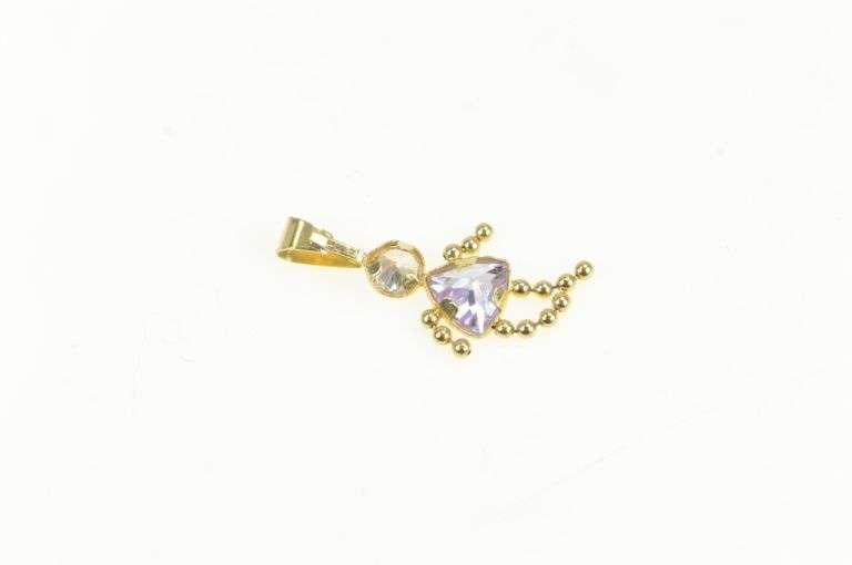 14K Yellow Gold February Birthstone Baby CZ Charm/Pendant