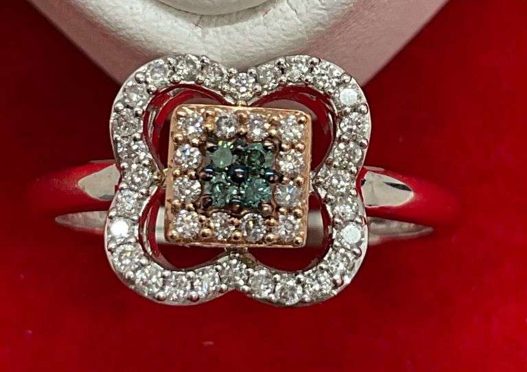 CERTIFIED 14K WHITE GOLD AND DIAMOND RING