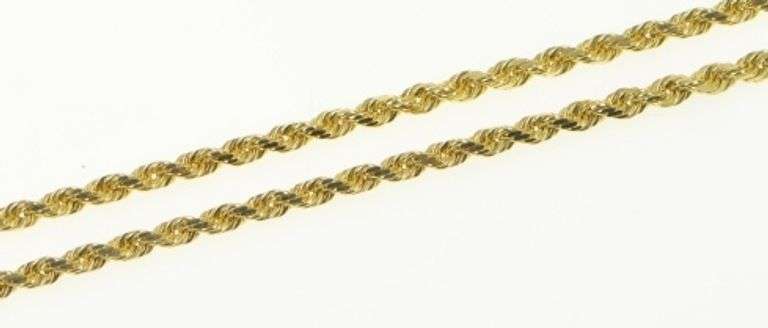 14K Yellow Gold 1.5mm Rope Link Vintage Woven Chain Necklace
