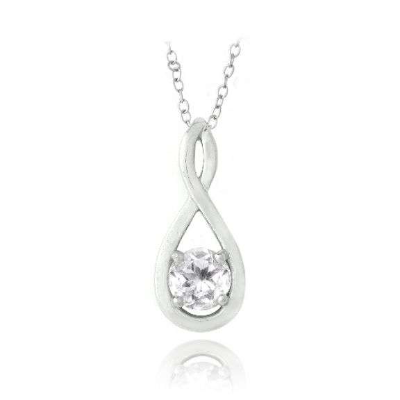 White Topaz Infinity Necklace in Sterling Silver