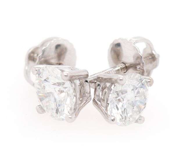 1.00ctw Round Diamond Solitaire Stud Earrings in 14K