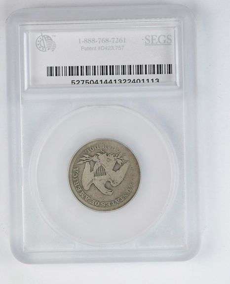 G6 1860-S Seated Liberty Quarter - Graded by SEGS