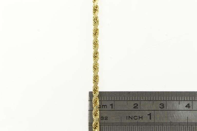 14K Yellow Gold 2.7mm Rope Chain Rolling Twist Spiral Link Necklace