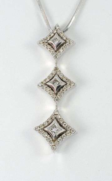 Modern White Gold Diamond Clusterr Pendant