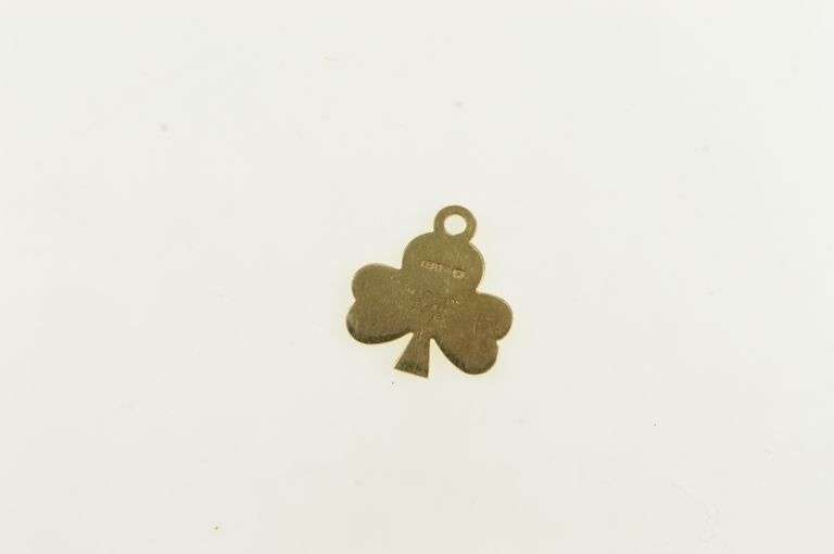 14K Yellow Gold Shamrock Clover Good Luck Saint Patrick Charm/Pendant