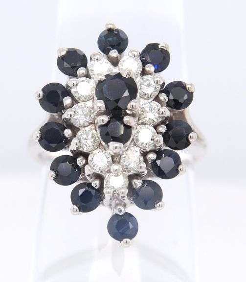Favorite White Gold Diamond and Blue Sapphire Cocktail Ring