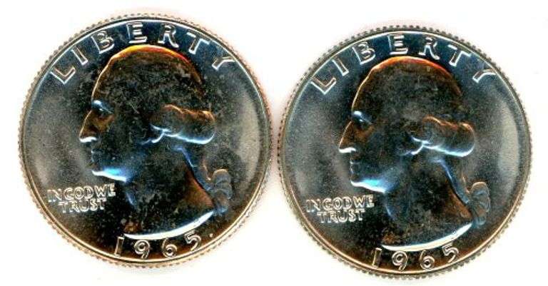 2 1965 SMS Washington Quarters in Unc