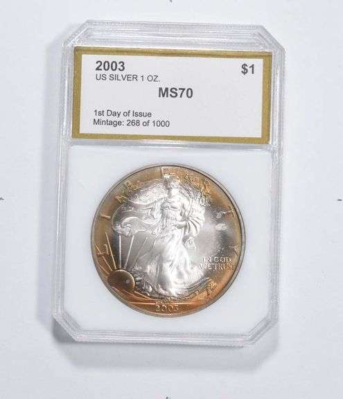 MS70 2003 American Silver Eagle - 1st Day Of Issue TOEND PCI