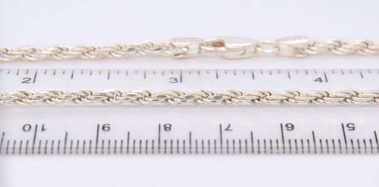 Italian 925 Sterling Silver Rope Chain Necklace
