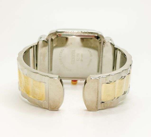 Fancy Square Face Geneva Cuff Watch with Gemstones!