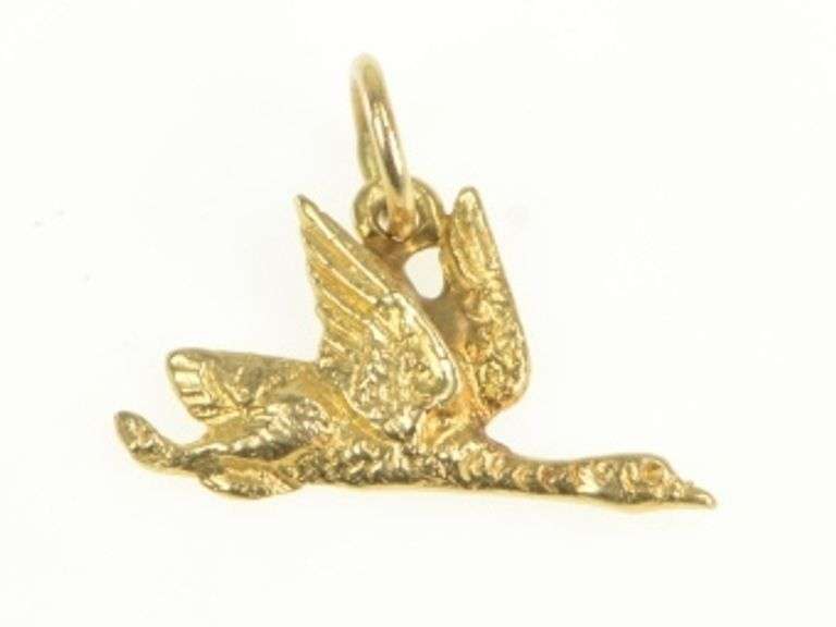 14K Yellow Gold Canadian Goose Bird Animal Charm/Pendant