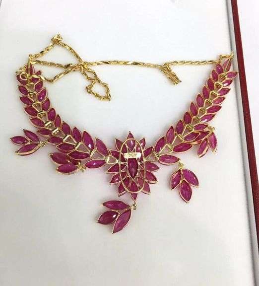 60.0 CARAT RUBY NECKLACE IN 14KT SOLID YELLOW GOLD