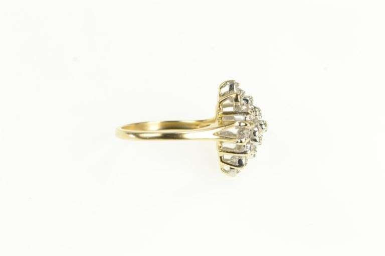 14K Yellow Gold Diamond Vintage Freeform Cluster Statement Ring