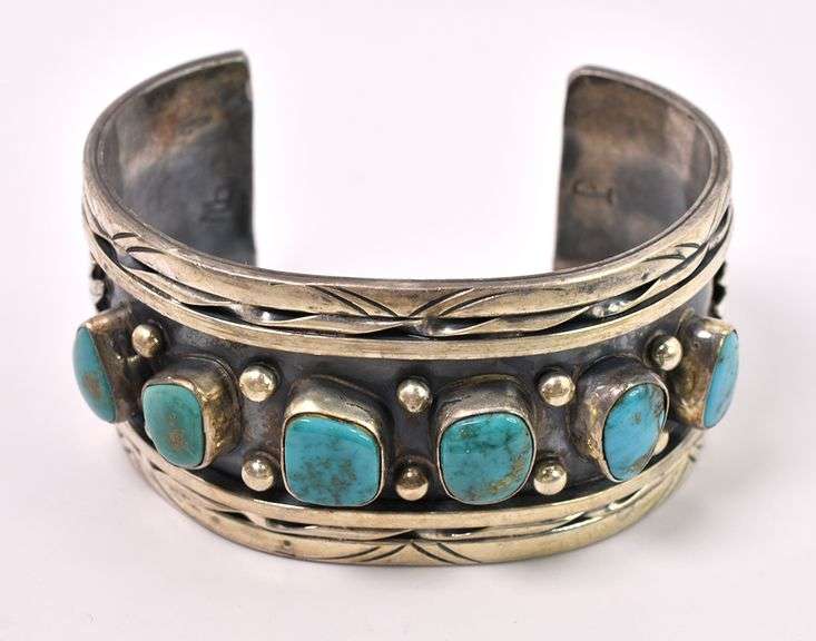 Turquoise Cuff Bracelet In Sterling Silver