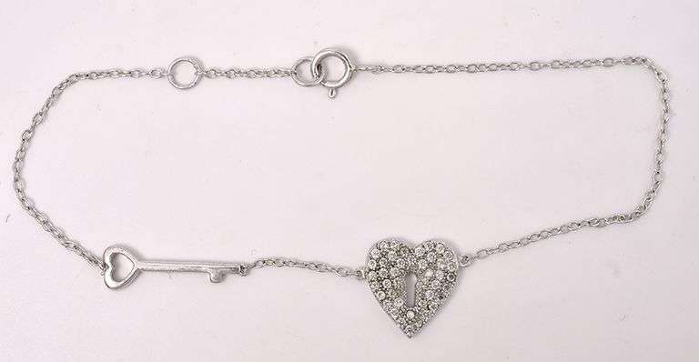 Heart And Key Bracelet In Sterling Silver