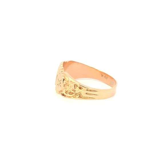 10K Yellow Gold Victorian Oval Ornate Scroll CZ Statement Ring
