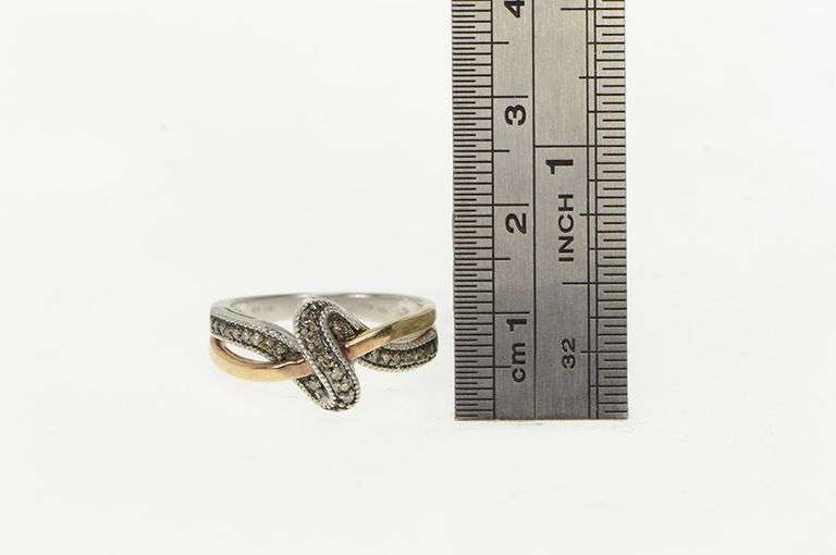 Sterling Silver Diamond Ornate Wavy Design Statement Band Ring