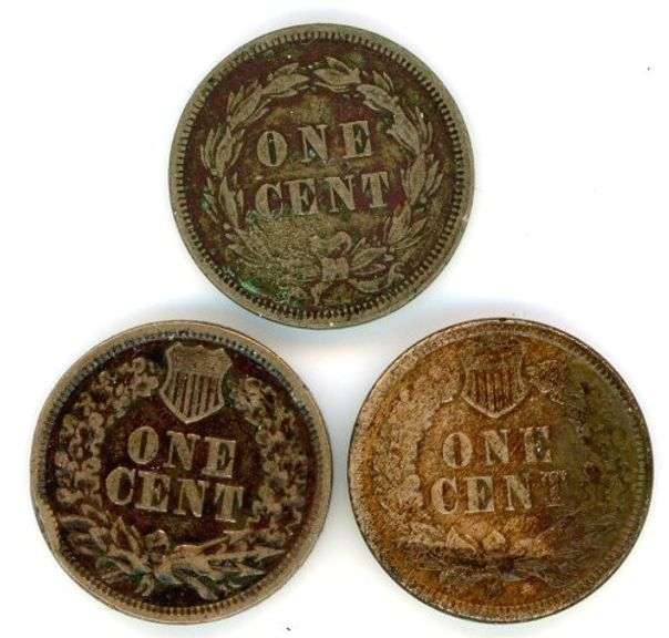 3 Different Types of Indian Head Cent: 1859, 1863, and 1875