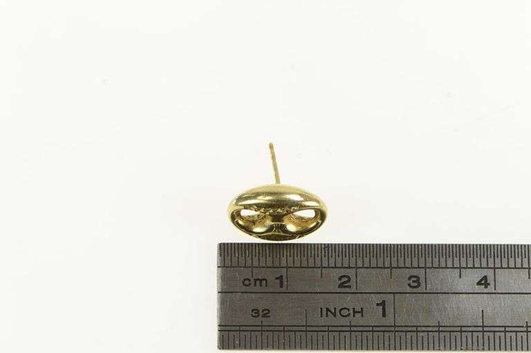 14K Yellow Gold Mariner Chain Link Vintage Fashion Single Stud Earring