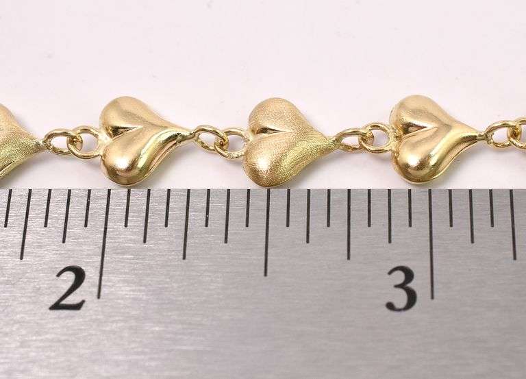 Artistic Heart Link Bracelet In 14K Yellow Gold