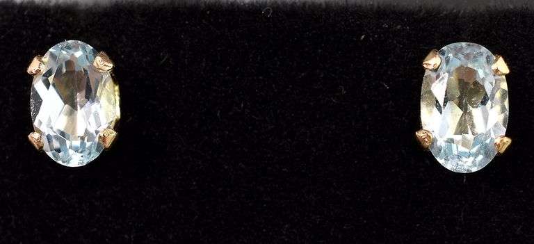 Blue Topaz Stud Earrings In Sterling Silver