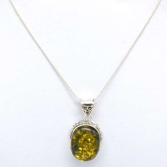 Impressive Natural Green Baltic Amber Pendant