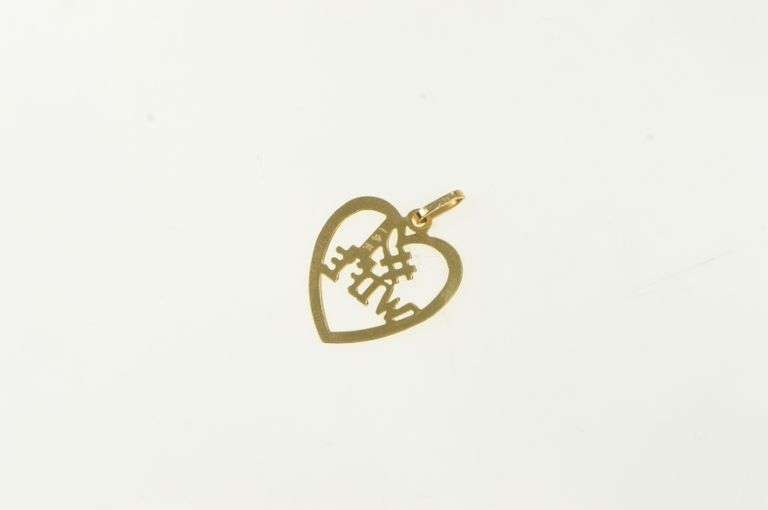 14K Yellow Gold #1 Number One Wife Heart Love Marriage Charm/Pendant