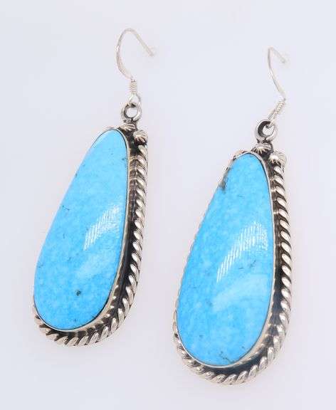 925 Sterling Silver Turquoise Dangle Earrings
