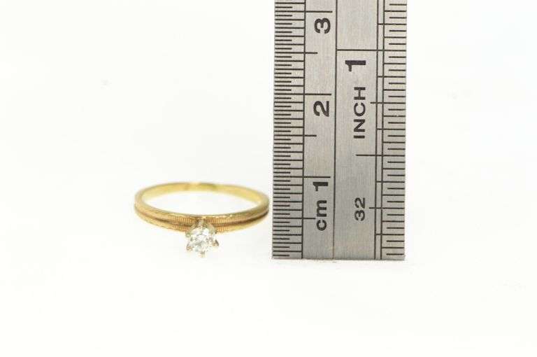 14K Yellow Gold Vintage Diamond Solitaire Classic Promise Ring