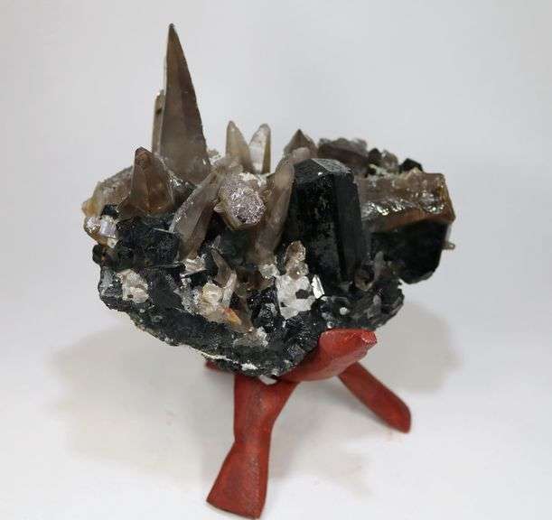 Incredible! 7,435ct Smoky Quartz, Black Tourmaline, and Hyalite Opal