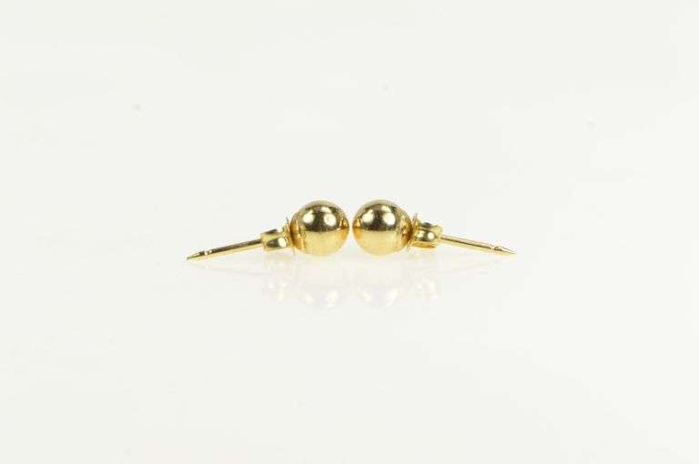 14K Yellow Gold 5.1mm Ball Sphere Classic Round Stud Earrings