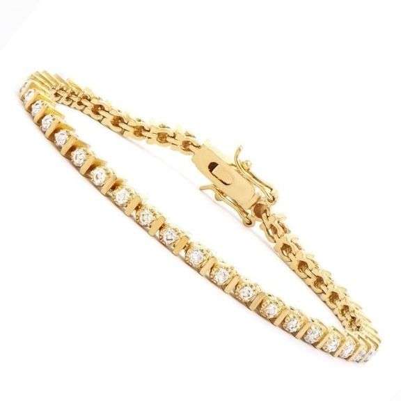 Gold Plated Natural 40 Piece Diamond Tennis Bracelet