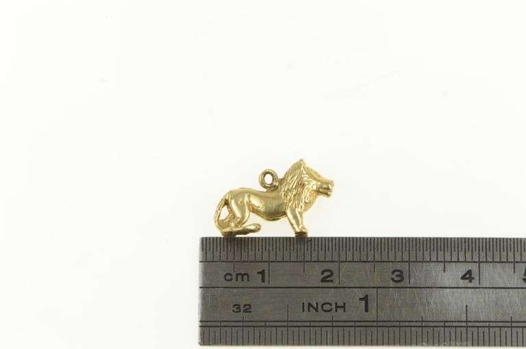 14K Yellow Gold 3D Lion African Safari Animal Charm/Pendant