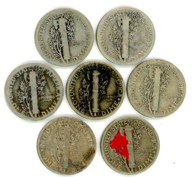 7 Different Silver Mercury Dimes
