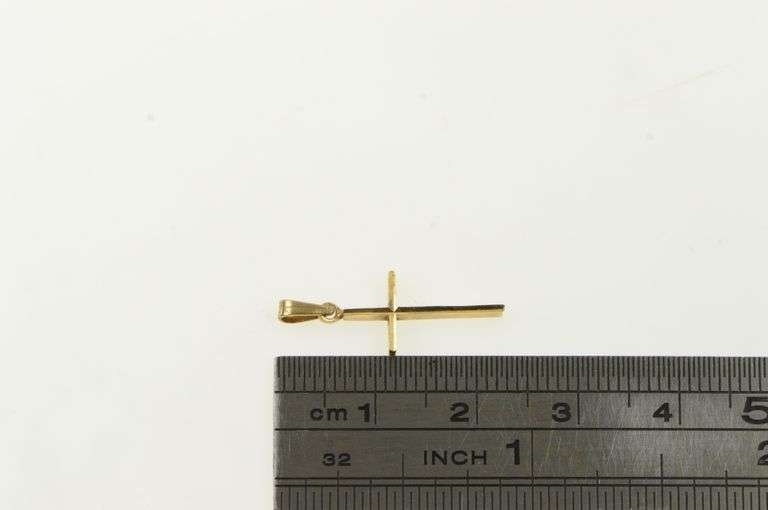 14K Yellow Gold Grooved Cross Christian Faith Symbol Pendant