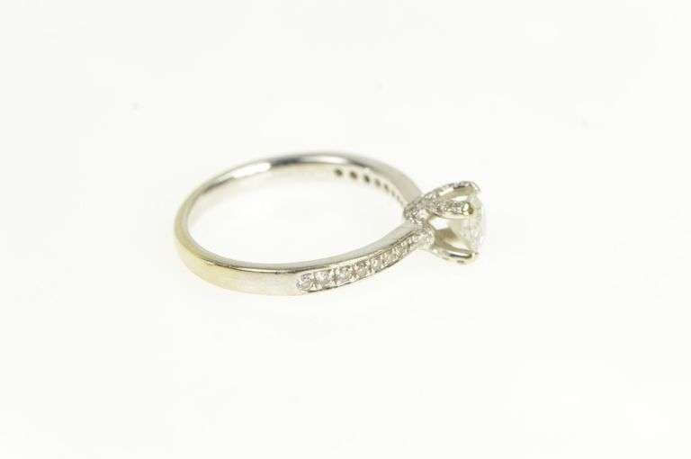 14K White Gold Round Classic White Sapphire Engagement Ring