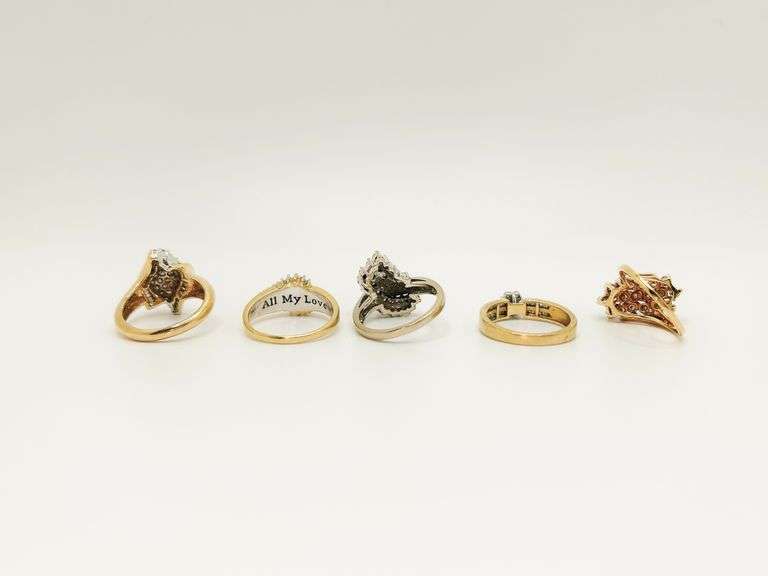 5 Beautiful 14k Solid Yellow and White Gold Rings