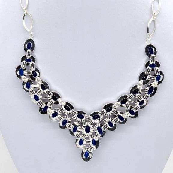 Midnight Blue 260 Ctw Lab Sri Lanka Sapphire Necklace
