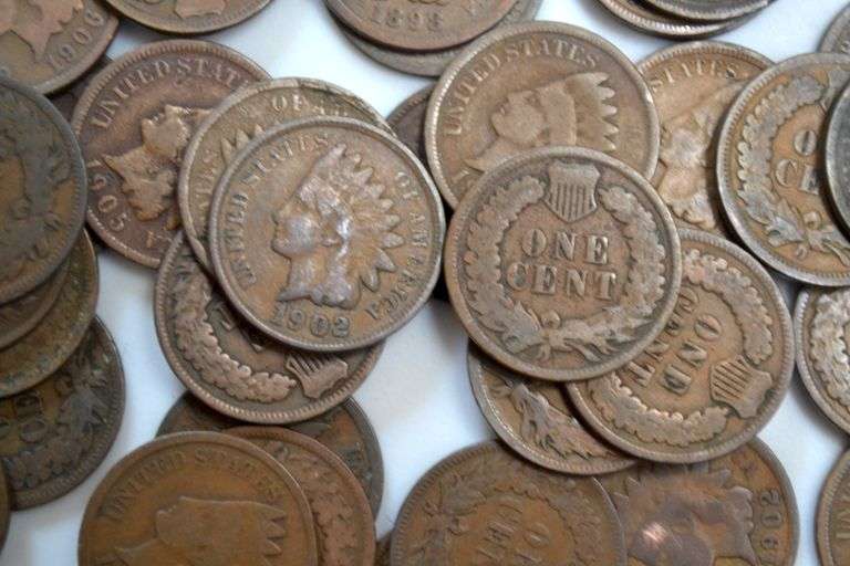 50 1900 Era Indian Head Cents.